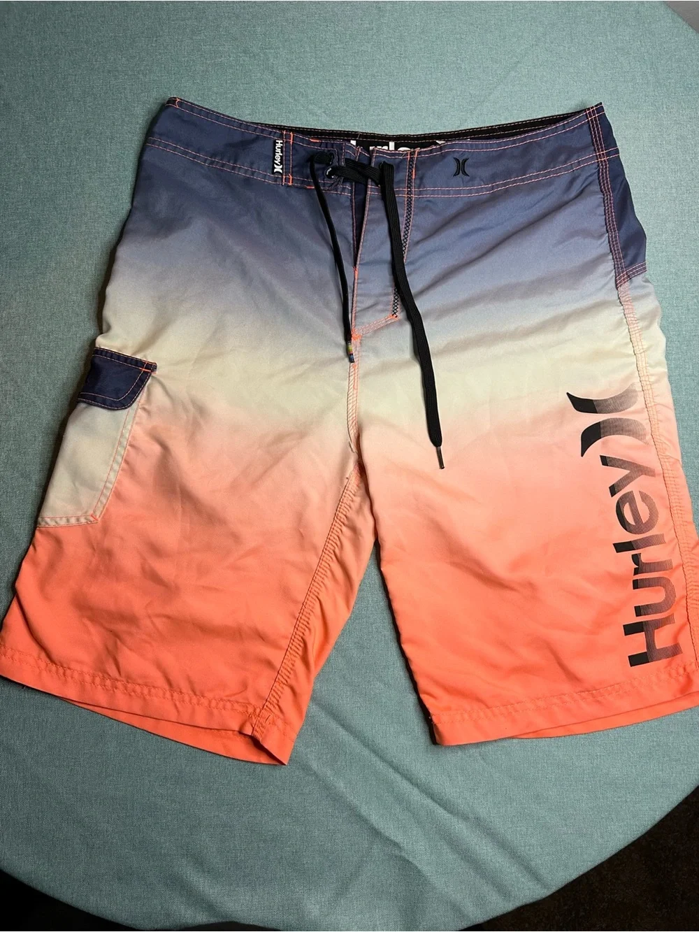 Hurley Vintage Men's Coral to Blue Ombre Swim Board Shorts